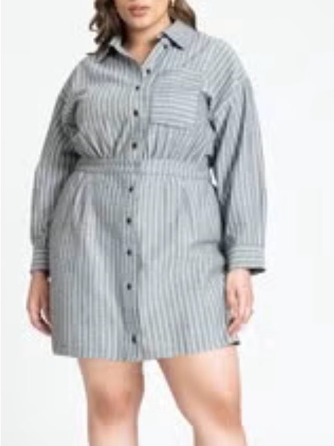 Eloquii Striped Linen Skort Romper